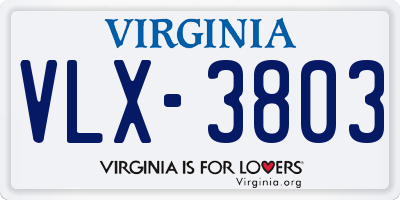 VA license plate VLX3803