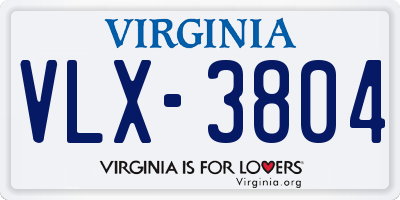 VA license plate VLX3804