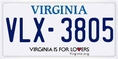 VA license plate VLX3805