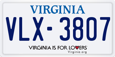 VA license plate VLX3807