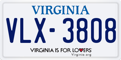 VA license plate VLX3808