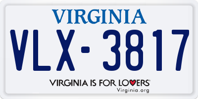 VA license plate VLX3817