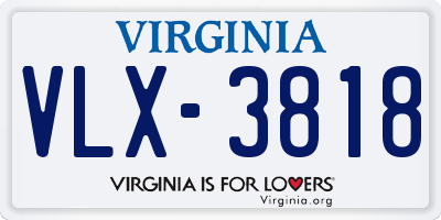 VA license plate VLX3818