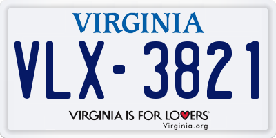 VA license plate VLX3821