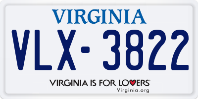 VA license plate VLX3822