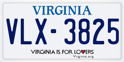 VA license plate VLX3825