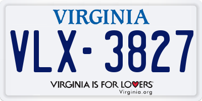 VA license plate VLX3827