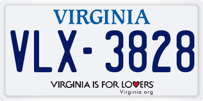 VA license plate VLX3828