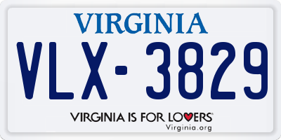 VA license plate VLX3829