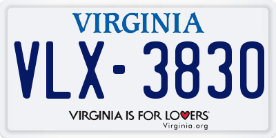 VA license plate VLX3830