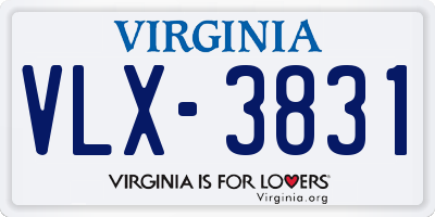 VA license plate VLX3831