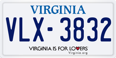 VA license plate VLX3832