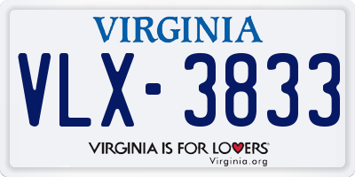 VA license plate VLX3833