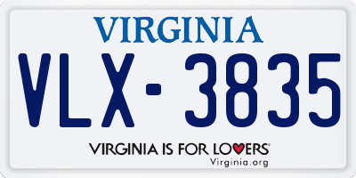 VA license plate VLX3835