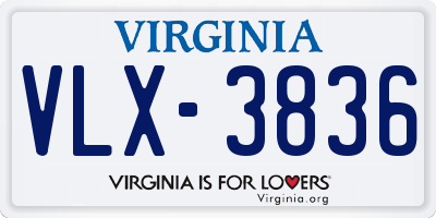 VA license plate VLX3836