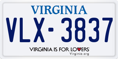 VA license plate VLX3837