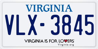 VA license plate VLX3845