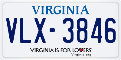 VA license plate VLX3846