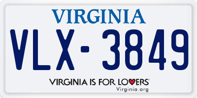 VA license plate VLX3849