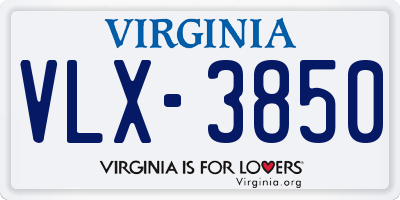 VA license plate VLX3850