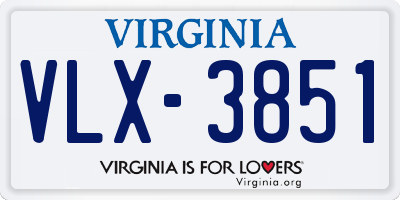 VA license plate VLX3851