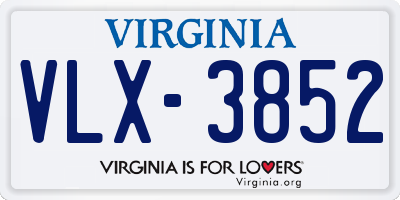 VA license plate VLX3852