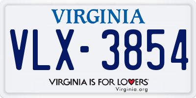 VA license plate VLX3854