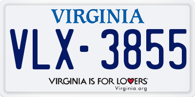 VA license plate VLX3855