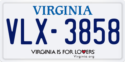 VA license plate VLX3858