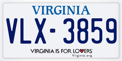 VA license plate VLX3859