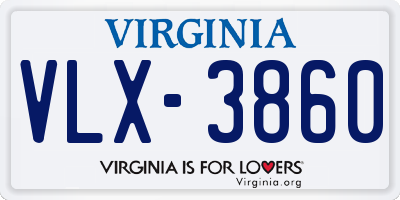 VA license plate VLX3860