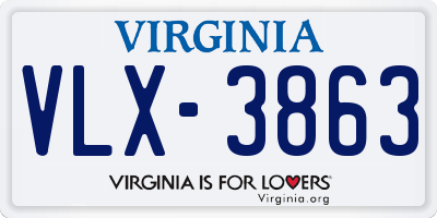 VA license plate VLX3863