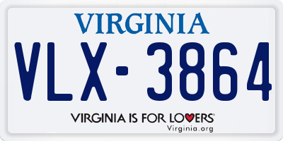 VA license plate VLX3864