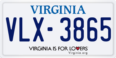 VA license plate VLX3865