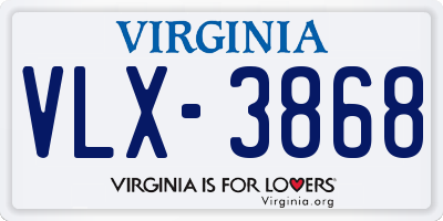 VA license plate VLX3868