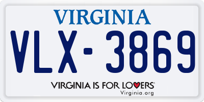 VA license plate VLX3869