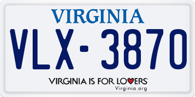 VA license plate VLX3870