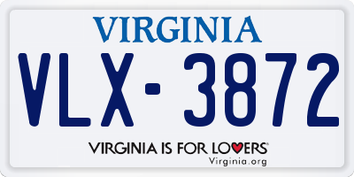 VA license plate VLX3872