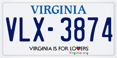 VA license plate VLX3874