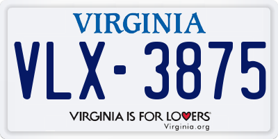 VA license plate VLX3875