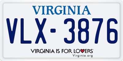 VA license plate VLX3876