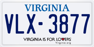 VA license plate VLX3877