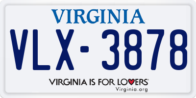 VA license plate VLX3878