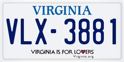 VA license plate VLX3881