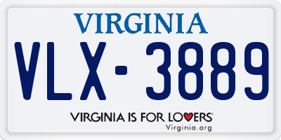 VA license plate VLX3889