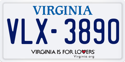 VA license plate VLX3890