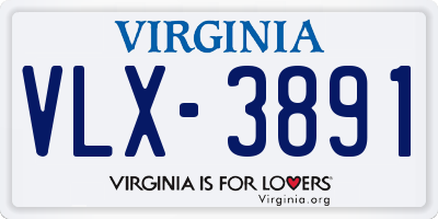 VA license plate VLX3891