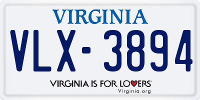 VA license plate VLX3894