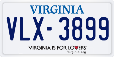 VA license plate VLX3899