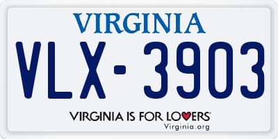 VA license plate VLX3903